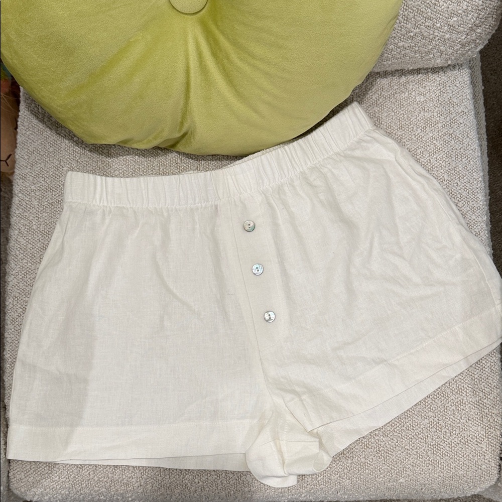 Show Me Your Mumu White Linen Max Boxer Shorts